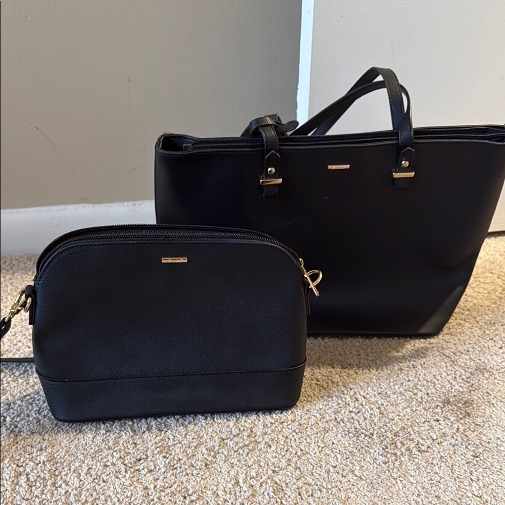 Elegant Black Tote and Pouch Set